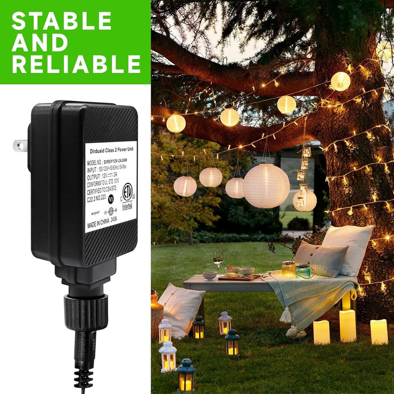 Dirduaid LED Transformer 12V 2A Inflatable Adapter Replacement Class 2 Power Unit, IP44 Low Voltage Transformer US Plug for String Light, Inflatable Decoration (12V24W) - Image 5